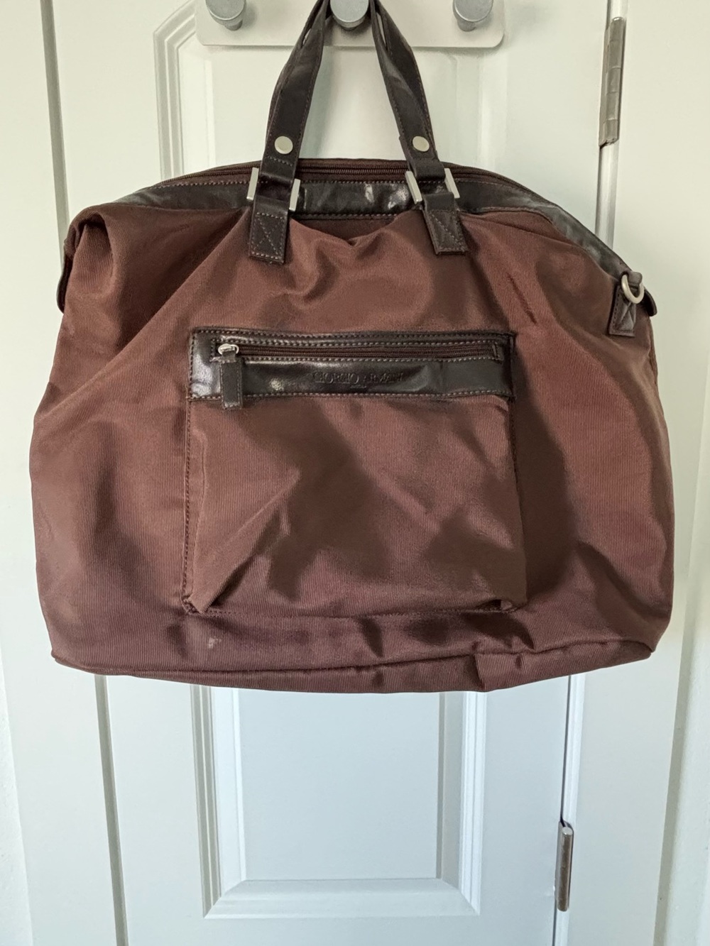 Giorgio Armani Brown Duffel Travel Bag